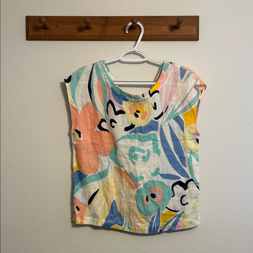 NWT Rachel Zoe 100% Linen Floral Blouse Size XS
